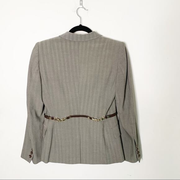 Gucci Blazer SZ 40 w/ Leather Gold Hardware Back Link - Picture 2 of 6